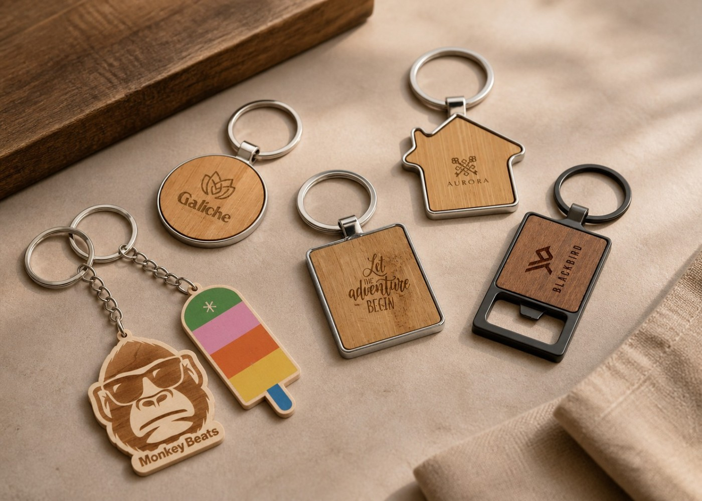 Houten sleutelhangers