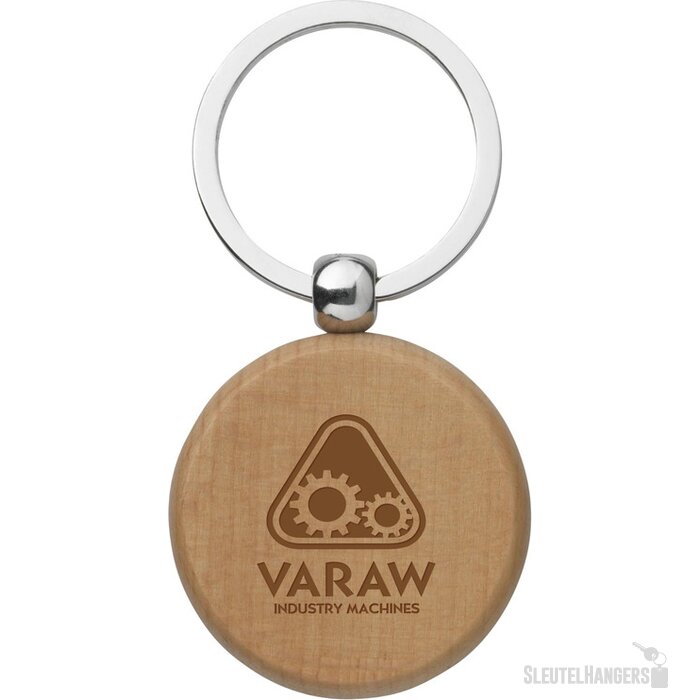 Ronde Beukenhouten Sleutelhanger Zwart/Bruin