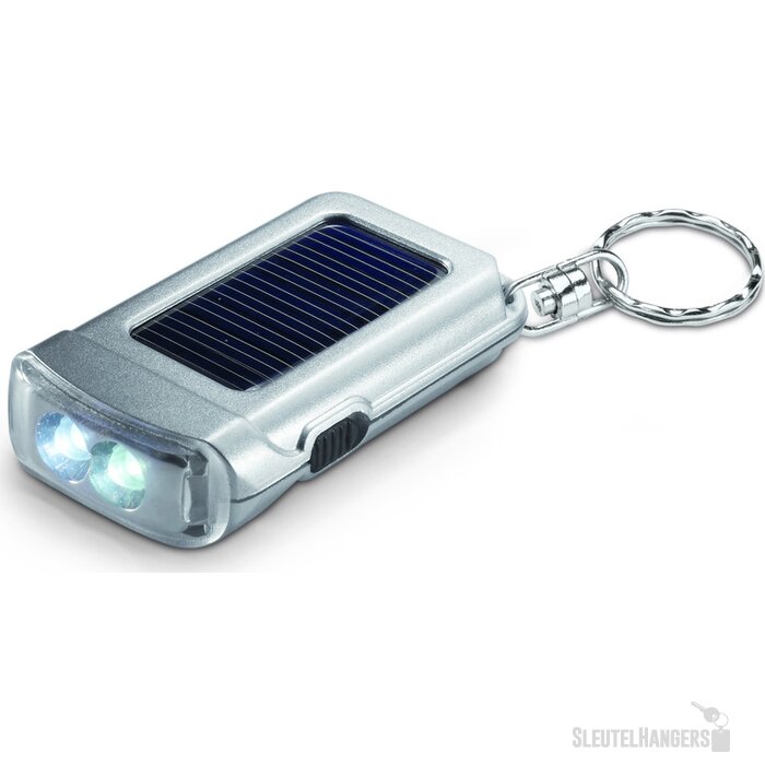 Sleutelhanger zaklamp op zonne-energie Zilver