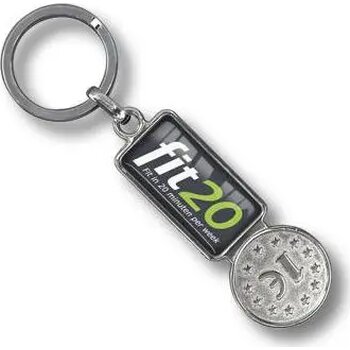 Doming sleutelhanger met winkelmuntje Zilver