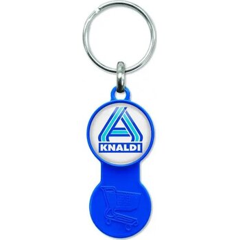 Kunststof sleutelhanger met winkelwagenmunt Blauw