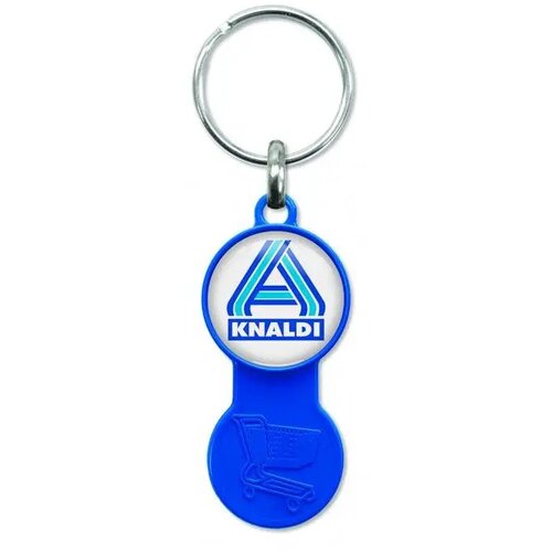 Kunststof sleutelhanger met winkelwagenmunt Blauw