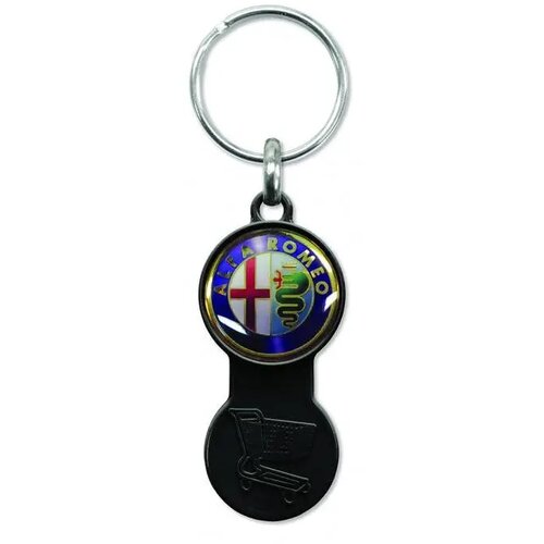 Kunststof sleutelhanger met winkelwagenmunt Zwart