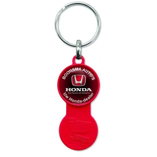 Kunststof sleutelhanger met winkelwagenmunt Rood