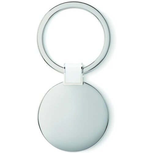 Metalen ronde sleutelhanger Wit
