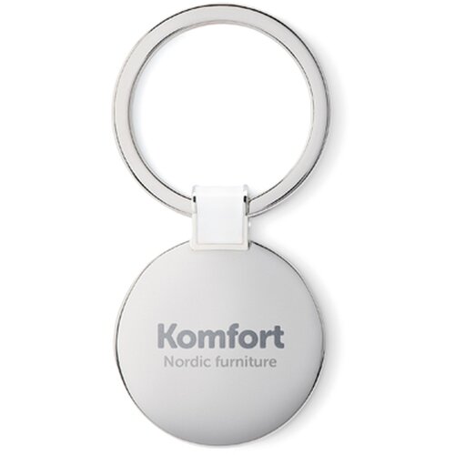 Metalen ronde sleutelhanger Wit