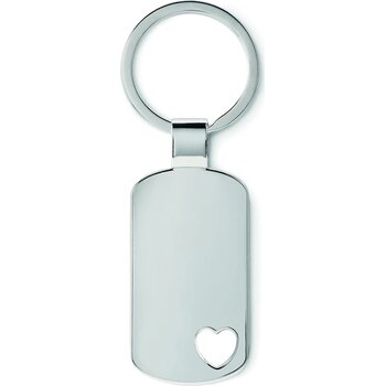 Metalen sleutelhanger, hartje Corazon mat zilver