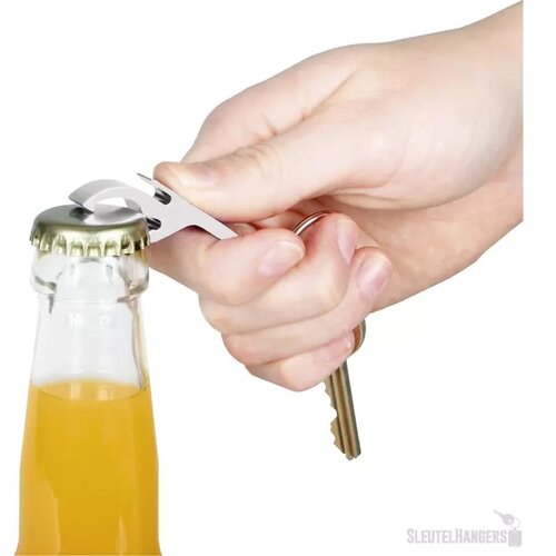 Sleutelhanger Met Fles- En Blikopener Zilver