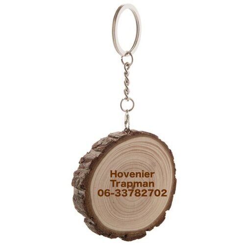 Grenen Sleutelhanger Met Schors Naturel