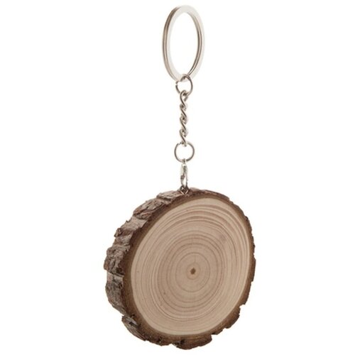 Grenen Sleutelhanger Met Schors Naturel