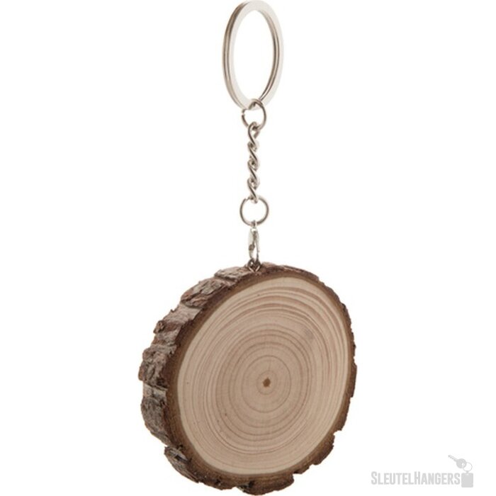 Grenen Sleutelhanger Met Schors Naturel