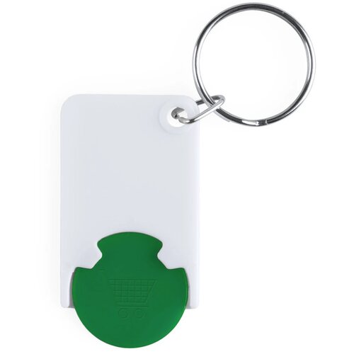 Sleutelhanger Met Gekleurde Winkelwagenmunt Groen