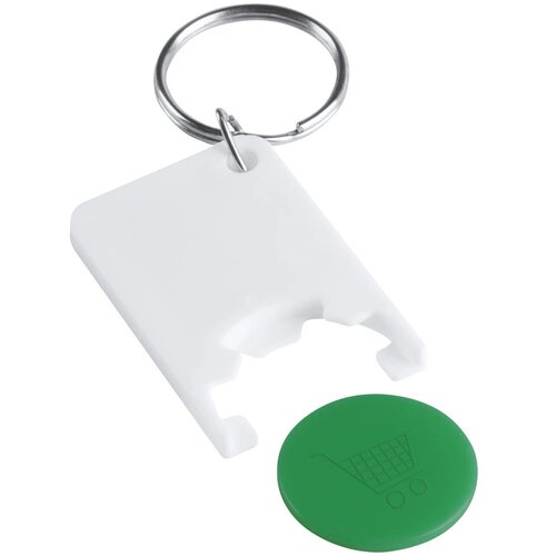 Sleutelhanger Met Gekleurde Winkelwagenmunt Groen