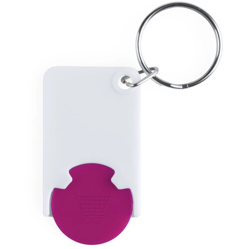 Sleutelhanger Met Gekleurde Winkelwagenmunt Fuchsia