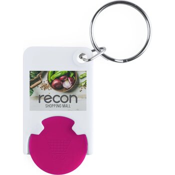 Sleutelhanger Met Gekleurde Winkelwagenmunt Fuchsia