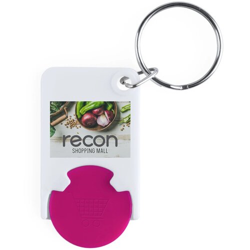 Sleutelhanger Met Gekleurde Winkelwagenmunt Fuchsia