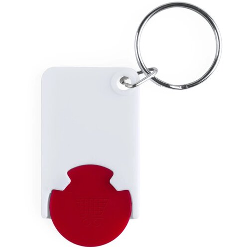 Sleutelhanger Met Gekleurde Winkelwagenmunt Rood