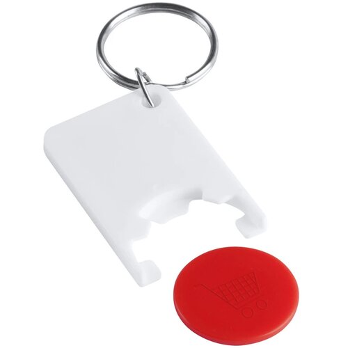 Sleutelhanger Met Gekleurde Winkelwagenmunt Rood