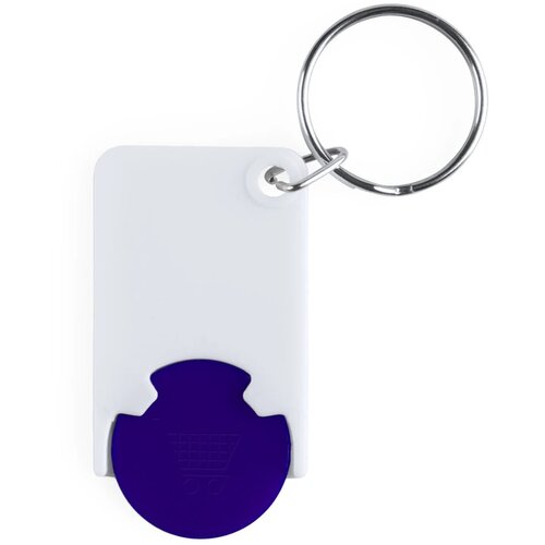 Sleutelhanger Met Gekleurde Winkelwagenmunt Blauw