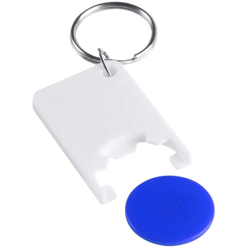 Sleutelhanger Met Gekleurde Winkelwagenmunt Blauw