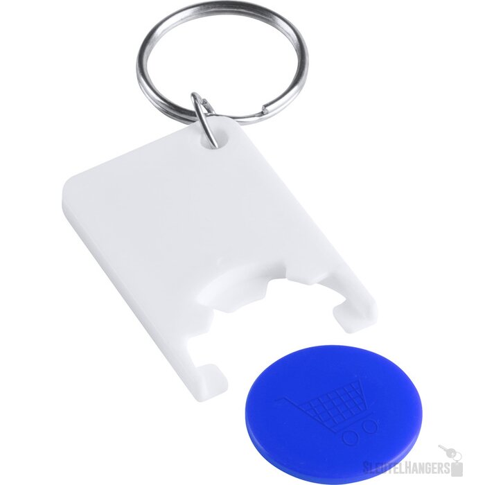 Sleutelhanger Met Gekleurde Winkelwagenmunt Blauw