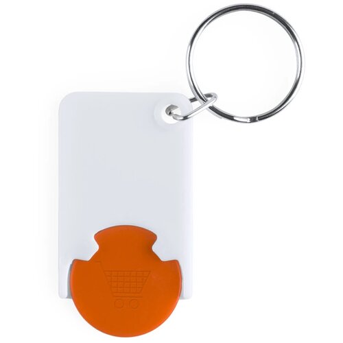 Sleutelhanger Met Gekleurde Winkelwagenmunt Oranje