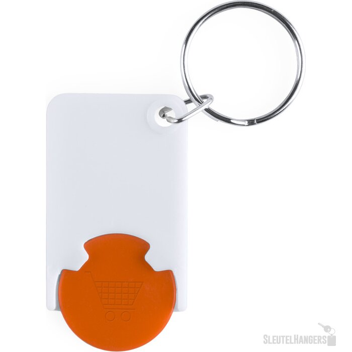 Sleutelhanger Met Gekleurde Winkelwagenmunt Oranje