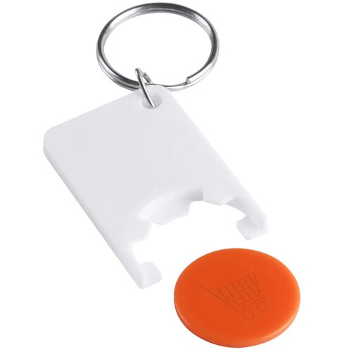 Sleutelhanger Met Gekleurde Winkelwagenmunt Oranje