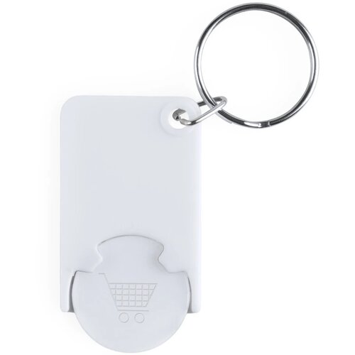 Sleutelhanger Met Gekleurde Winkelwagenmunt Wit