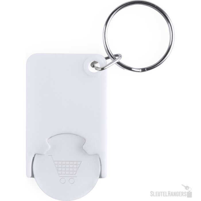 Sleutelhanger Met Gekleurde Winkelwagenmunt Wit