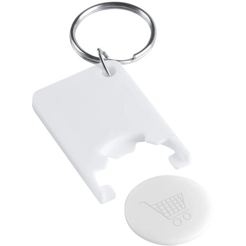 Sleutelhanger Met Gekleurde Winkelwagenmunt Wit