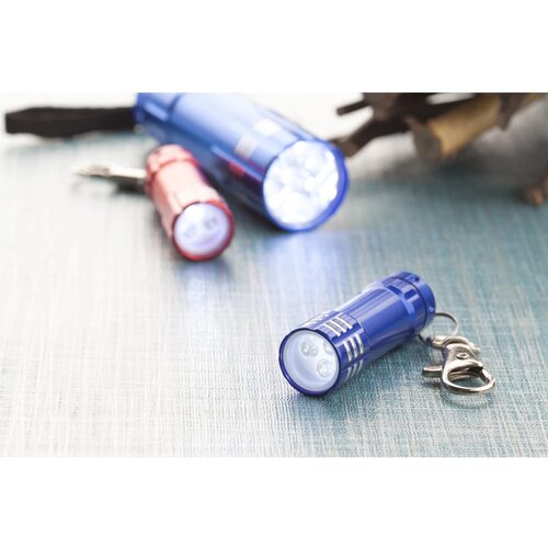 Sleutelhanger zaklamp met 3 led lampjes Blauw