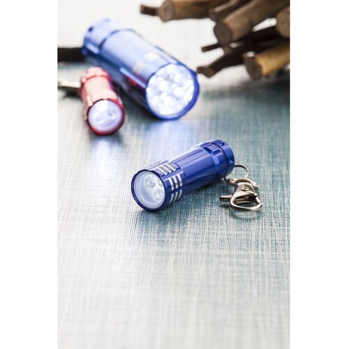 Sleutelhanger zaklamp met 3 led lampjes Blauw
