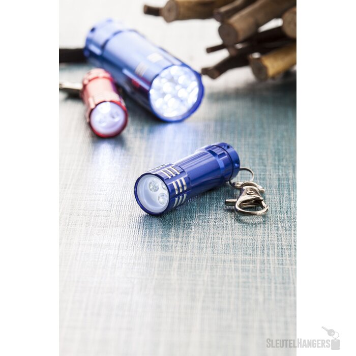 Sleutelhanger zaklamp met 3 led lampjes Blauw