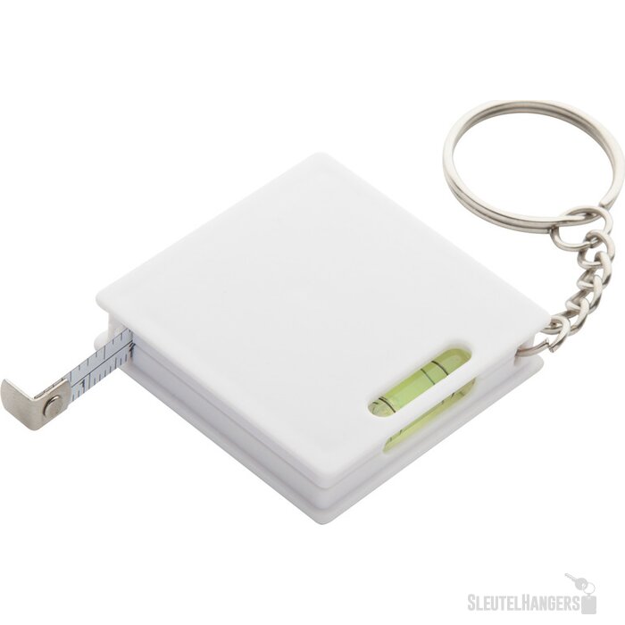 Sleutelhanger Met Rolmaat En Waterpas Wit