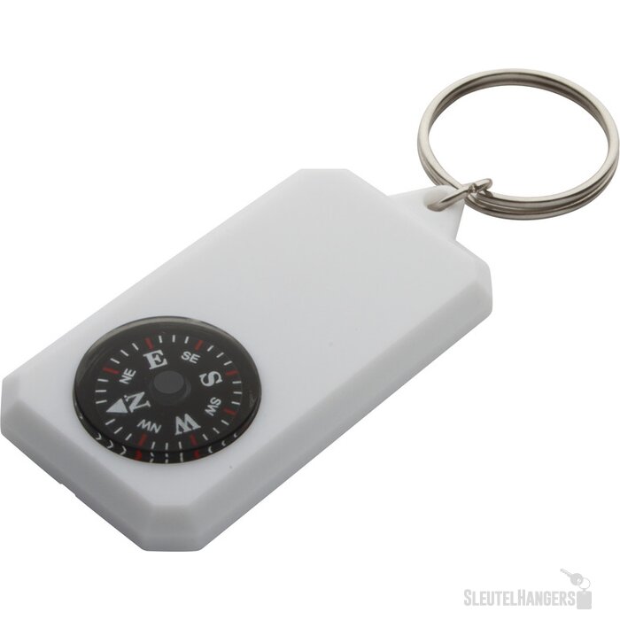 Kleine Sleutelhanger Met Kompas Wit