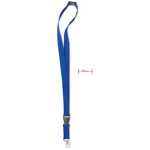 Lanyard, metalen haak. 20 mm Lany royal blauw