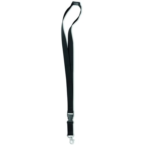 Lanyard, metalen haak. 20 mm Lany zwart