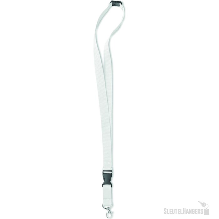Lanyard, metalen haak. 20 mm Lany wit