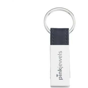 Metalen Sleutelhanger Met Pu Detail Zwart