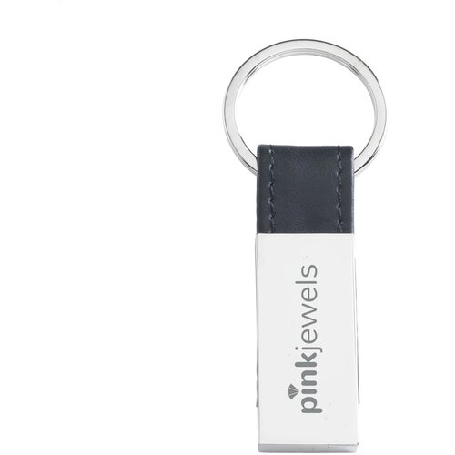 Metalen Sleutelhanger Met Pu Detail Zwart