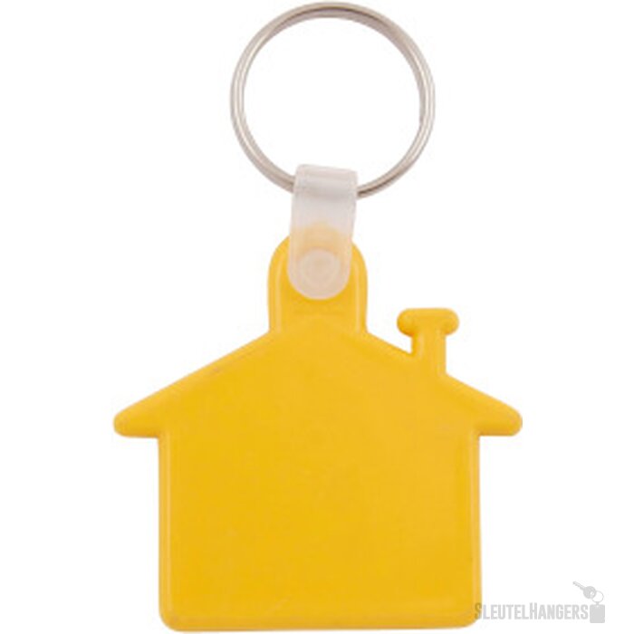 Kunststof sleutelhanger Huis geel