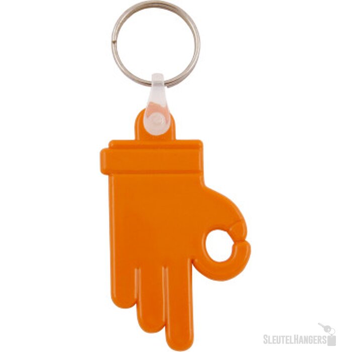 Kunststof sleutelhanger OK Hand oranje