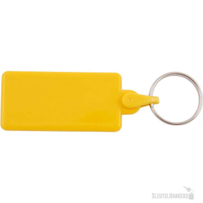 Kunststof sleutelhanger rechthoek geel
