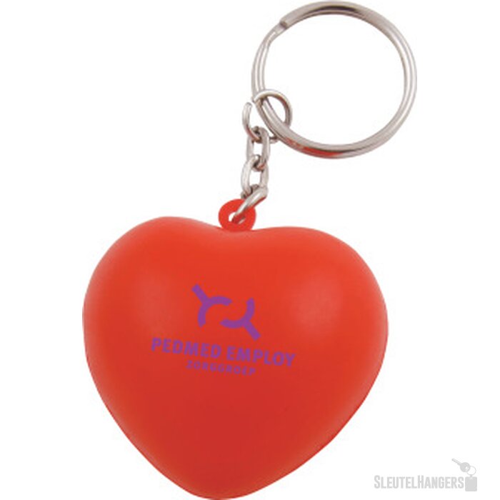 Anti-stress Hart met sleutelhanger rood