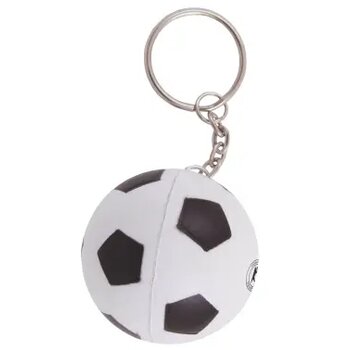 Anti-stress Voetbal met sleutelhanger wit/zwart Zwart