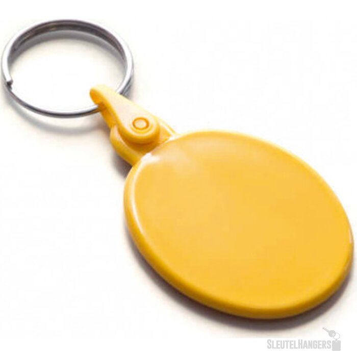 Kunststof sleutelhanger ovaal SALE geel