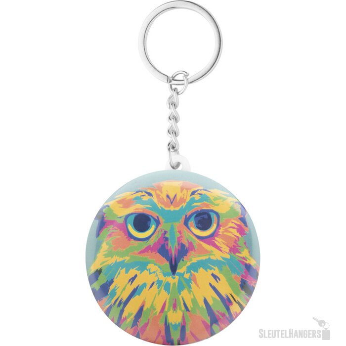 Keybadge Mini Button Sleutelhanger Met Pin Naturel