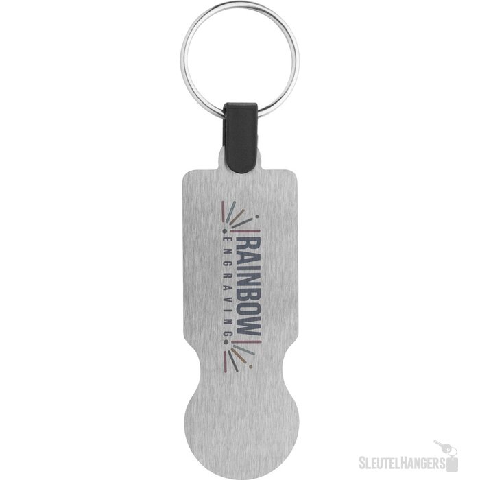 RVS sleutelhanger met winkelmunt Zilver