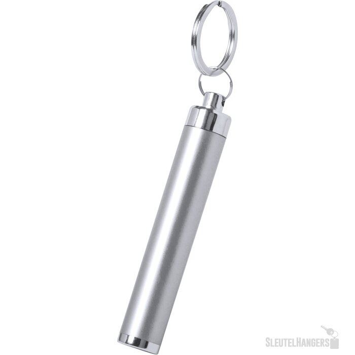 Sleutelhanger lampje met oplichtende gravure Zilver